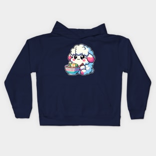 Kawaii Sheep Eating Ramen Noodles Japanese Food Kids Hoodie